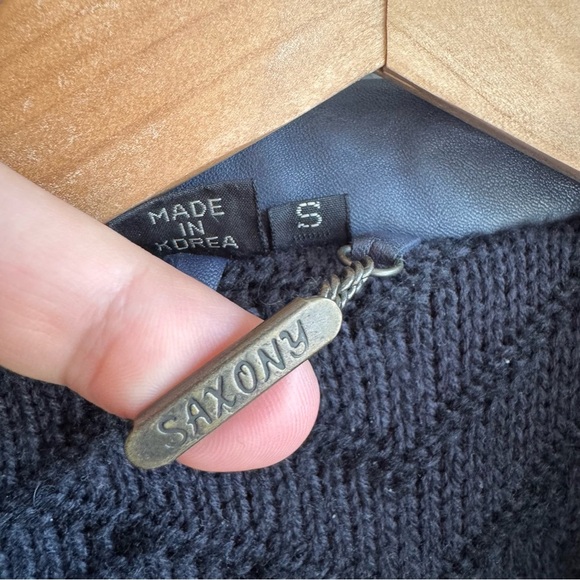 Vintage 80s 90s Saxony Leather Bomber Jacket Mens S Slate Blue Avant Garde Retro - Picture 15 of 16